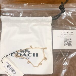 Coach Gold-Tone Heart Charm Bracelet NWT | Delicate Chain | Gift Ready